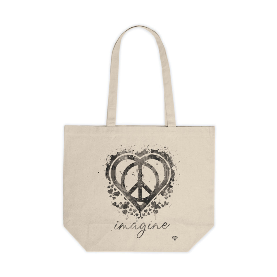 Peace Love Imagine Canvas Shopping Tote - Eco-Friendly Tote Bag