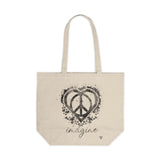Peace Love Imagine Canvas Shopping Tote - Eco-Friendly Tote Bag