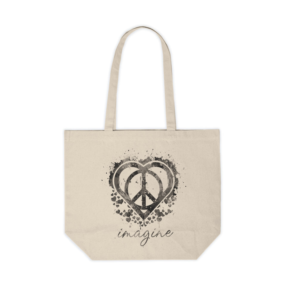 Peace Love Imagine Canvas Shopping Tote - Eco-Friendly Tote Bag