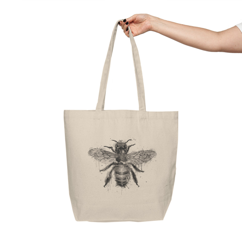 Bee Design Canvas Shopping Tote - Eco-Friendly Reusable Bag